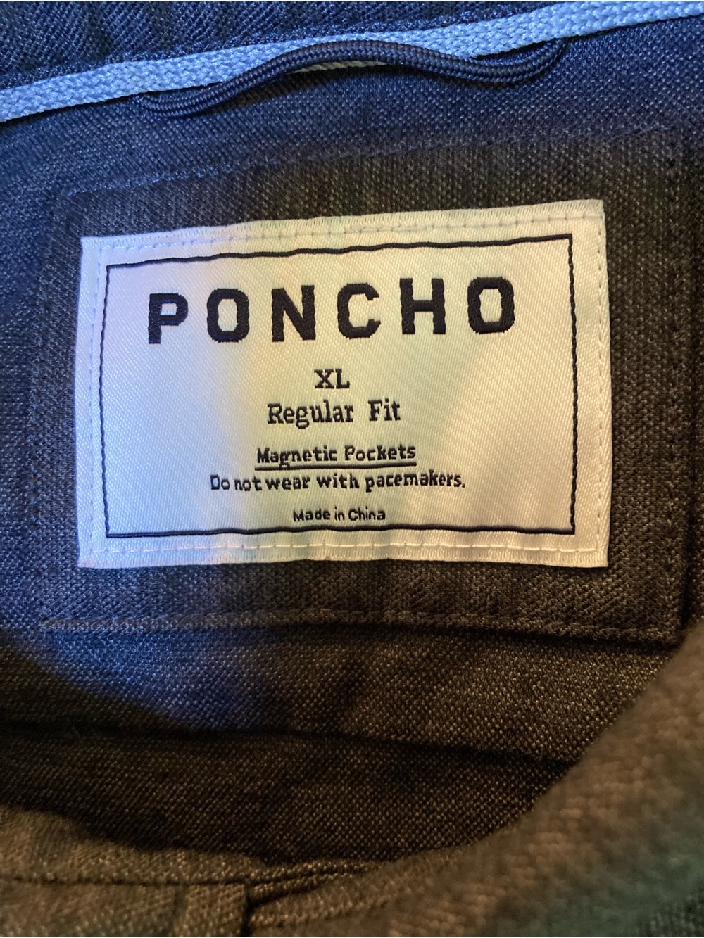 Men's Poncho Regular Fit Gray Vented XL Button-Down Shirt Magnetic Pockets - Picture 6 of 10